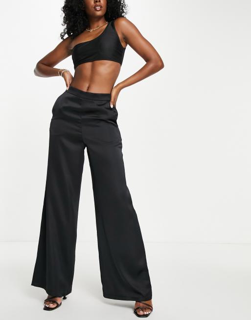 ASOS Premium Satin Wide Leg Track Pants with Side Split