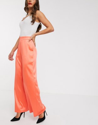 coral wide leg trousers