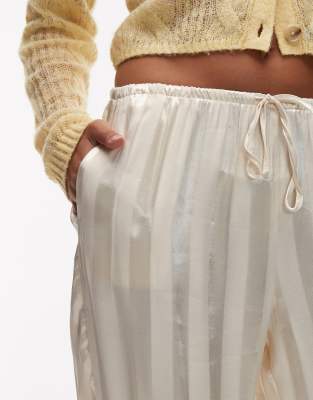 Asos Design Satin Wide Leg Pants In White