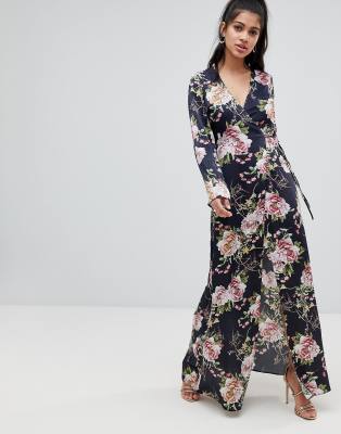 navy floral print maxi dress