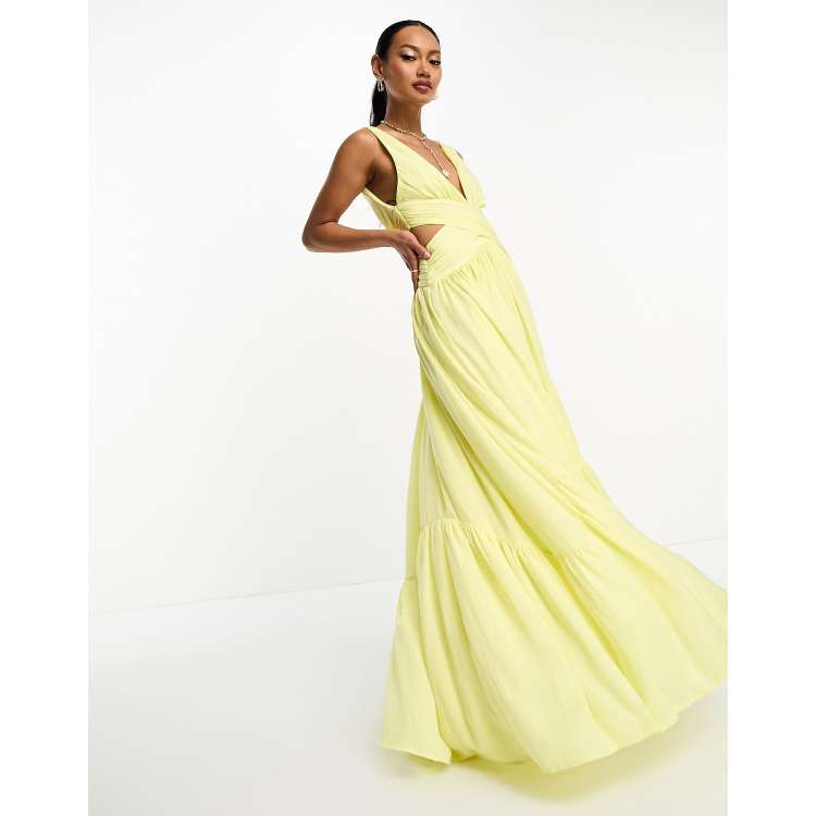 Asos mustard best sale maxi dress