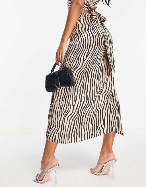 Zebra print 2025 wrap midi skirt