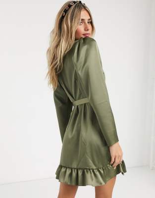 satin khaki dress