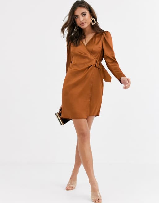 Rust satin hotsell mini dress