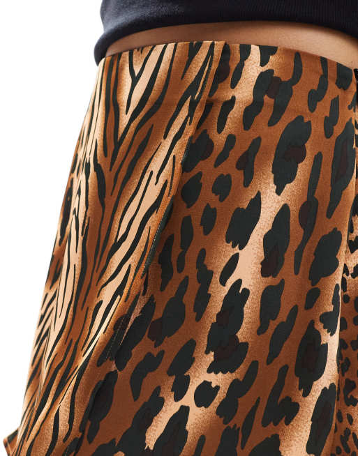 Cheetah print wrap mini skirt best sale