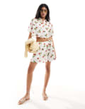 [ASOS DESIGN] ASOS DESIGN satin wrap mini skirt in strawberry print (part of a set)-Multi 10 Multi