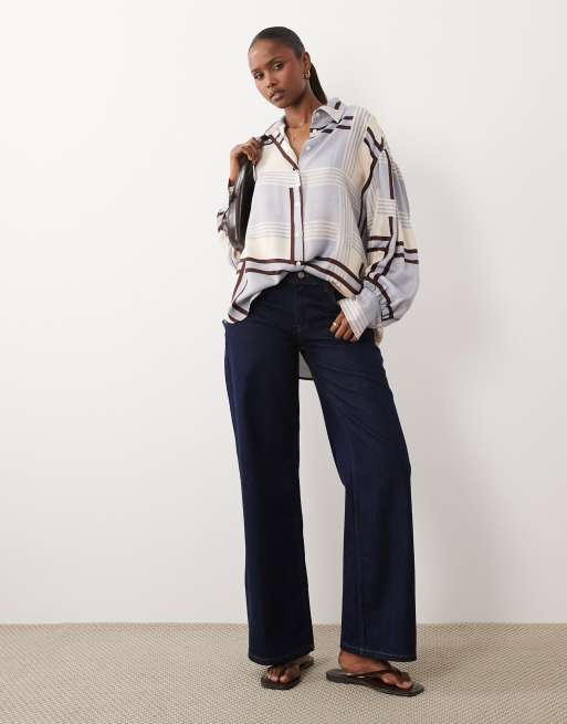 ASOS DESIGN – Satynowa koszula oversize w kratę, część zestawu, 3 z 4