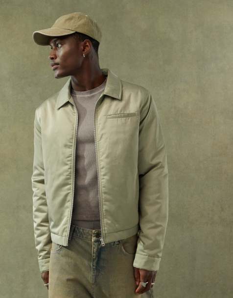 ASOS DESIGN – Satynowa krótka kurtka harrington w zielonym kolorze - view 1
