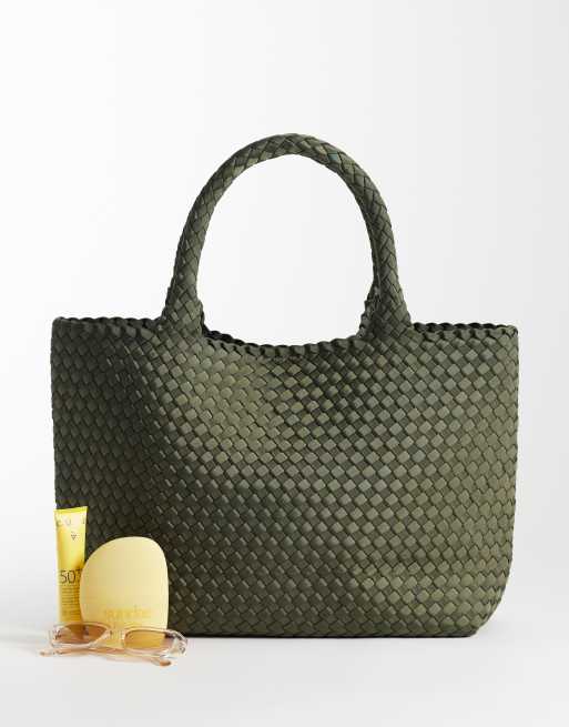 ASOS DESIGN – Satynowa pleciona duża torba typu tote w kolorze khaki, 2 z 4