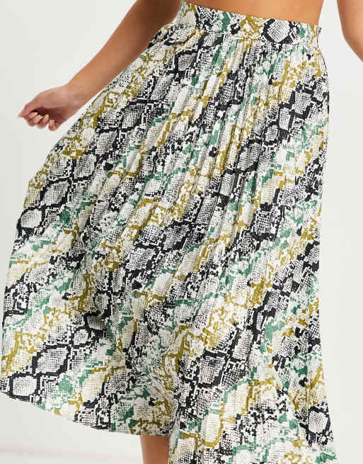 ASOS DESIGN - Satynowa, plisowana spódnica midi za nadrukiem węża , 2 z 4