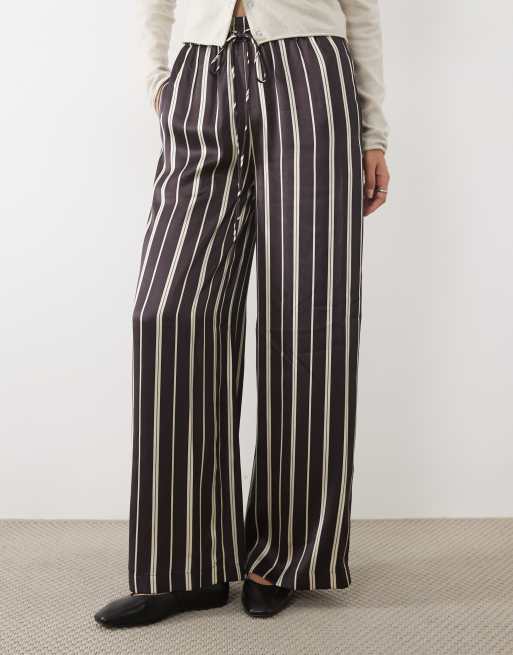 ASOS DESIGN satynowe spodnie z prostymi nogawkami, część zestawu w paski, 3 z 5