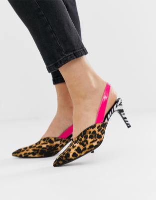 leopard slingback kitten heels