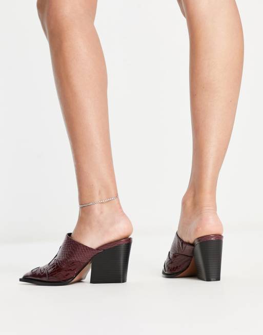 ASOS DESIGN – Saxon – Vinröda klackskor i cowboystil, 4 av 4