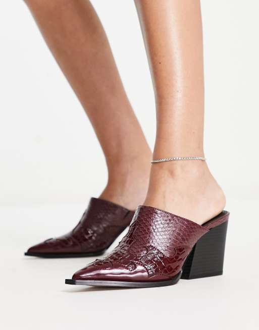 Burgundy mules best sale