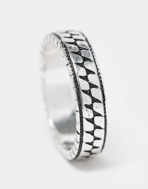 ASOS DESIGN scale textured band ring in burnished silver  , 3 of 3