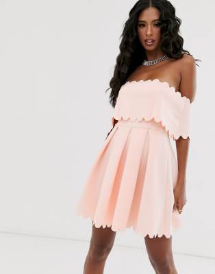 bardot scallop skater dress