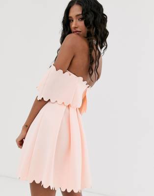 bardot scallop skater dress