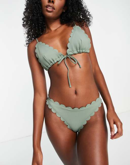 Green hot sale scalloped bikini