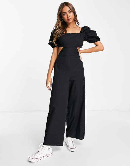 Black cheap scallop jumpsuit