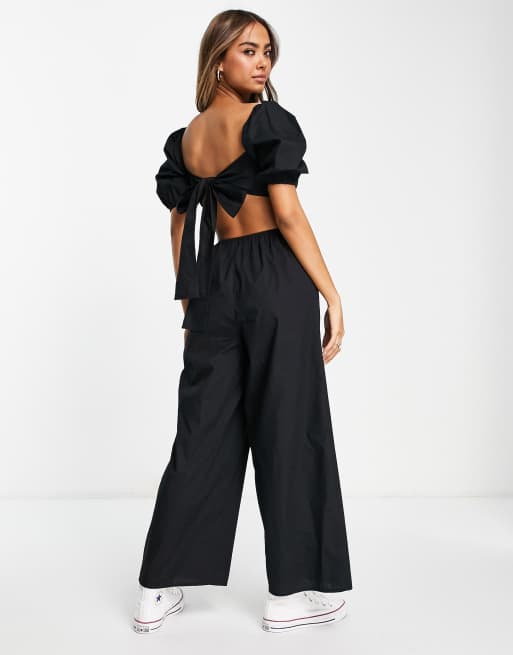 River Island satin jumpsuit with kimono sleeve in brown satin