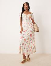 ASOS DESIGN scoop neck crinkle maxi dress with cross back in sand