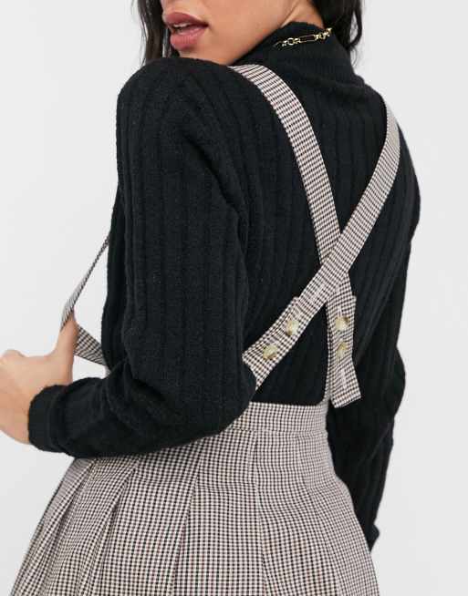 ASOS DESIGN - Scamiciato con gonna a pieghe con stampa pied de poule, 3 di 4
