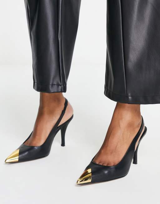 ASOS DESIGN – Scandal – Svarta, halvhöga klackskor med hälrem och tåhätta, 3 av 4