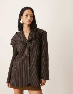 Asos Design Scarf Detail Blazer In Multi