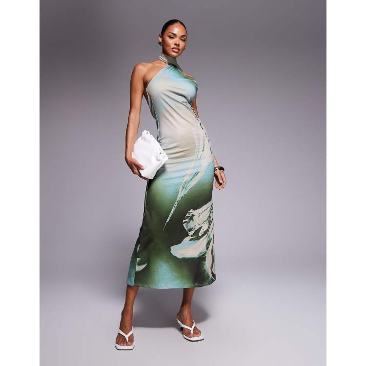 blue floral dress with scarf City Of Stars Strapless Scarf Maxi Dress Floral Ice Blue main image 1