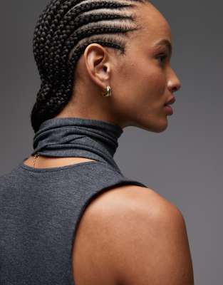 Asos Design Scarf Detail Scoop Neck Tank Top In Gray