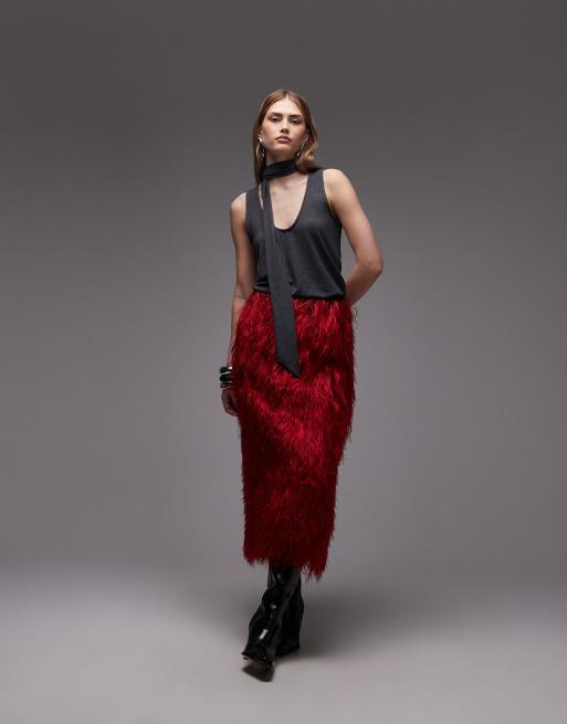 ASOS DESIGN scarf detail scoop neck tank top in charcoal