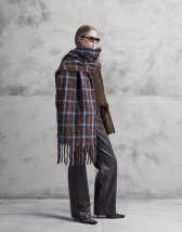 ASOS DESIGN oversized woven check tassel scarf in olive