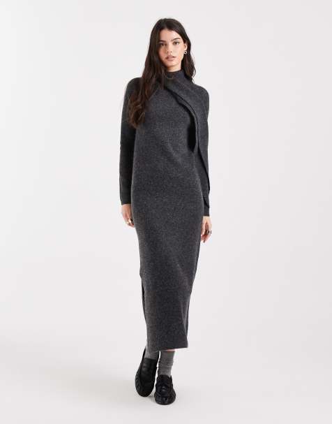ASOS DESIGN scarf maxi dress in charcoal - view 1