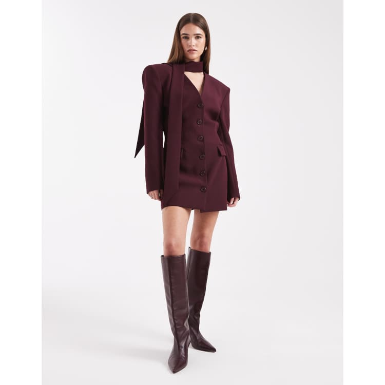 ASOS Design - Scarf Neck Blazer Mini Dress - Women - Polyester/Viscose/Elastane - 6 US