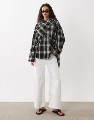 Asos Design Scarf Overwrap Detail Shirt In Multi