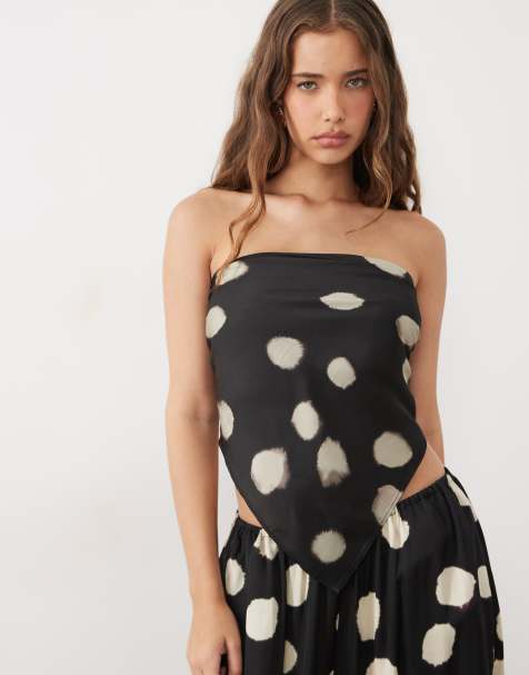 ASOS DESIGN scarf top in blur polka dot - view 1