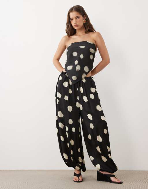 ASOS DESIGN scarf top in blur polka dot, 2 of 4