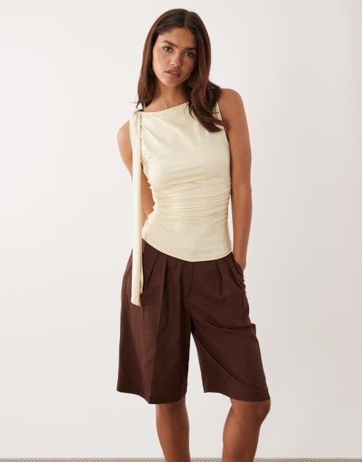 ASOS DESIGN scarf top with hardware trim in yellow, 2 of 4