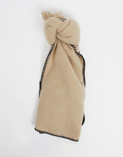 ASOS DESIGN scarf with blanket stitch in two tone