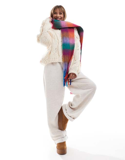 ASOS DESIGN scarf with bright multi check design, 3 of 4