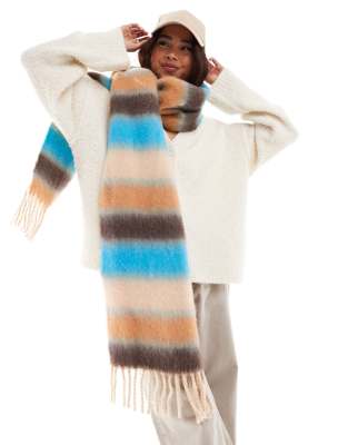 ASOS DESIGN ASOS DESIGN scarf with brushed stripe design in blue and orange design-Multi
