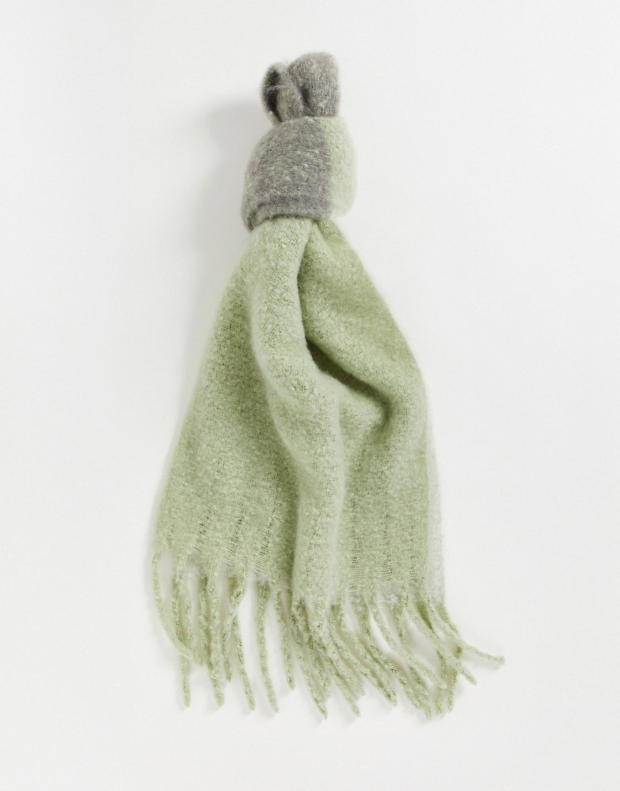ASOS DESIGN scarf with check detail in sage green