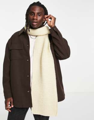 ASOS DESIGN scarf with chunky knit in ecru - ASOS Price Checker