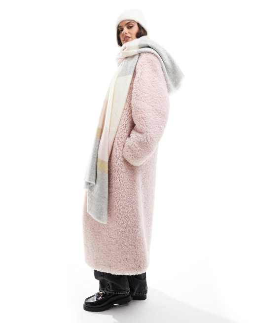 ASOS DESIGN scarf with pink and gray pastel herringbone design, 2 of 3