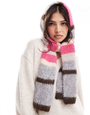 ASOS DESIGN ASOS DESIGN scarf with pink and grey stripe design-Multi