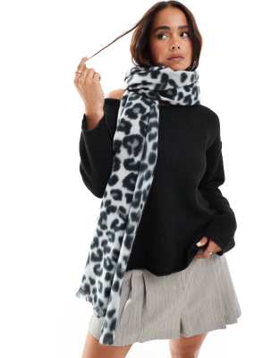 scarf with tonal gray leopard design