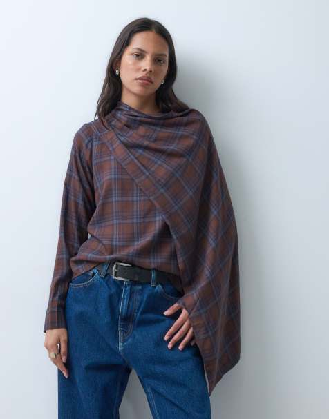 ASOS DESIGN scarf-wrap-topp i rutigt - view 1