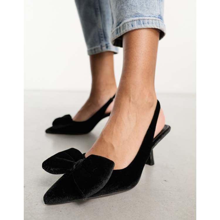 ASOS DESIGN Scarlett bow detail mid heeled shoes in black ASOS