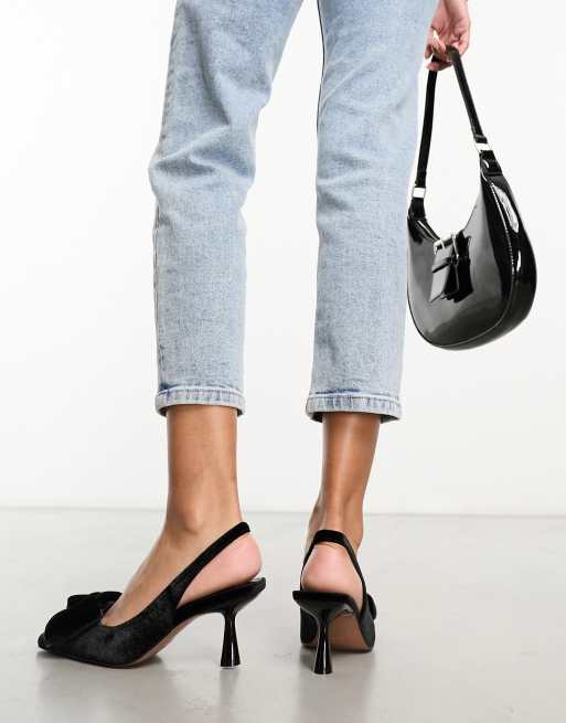 ASOS DESIGN - Scarlett - Scarpe con tacco medio nere con fiocco, 3 di 4