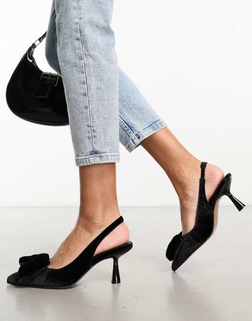 ASOS DESIGN Scarlett Schuhe in Schwarz mit mittelhohem Absatz und Schleifendetail ASOS